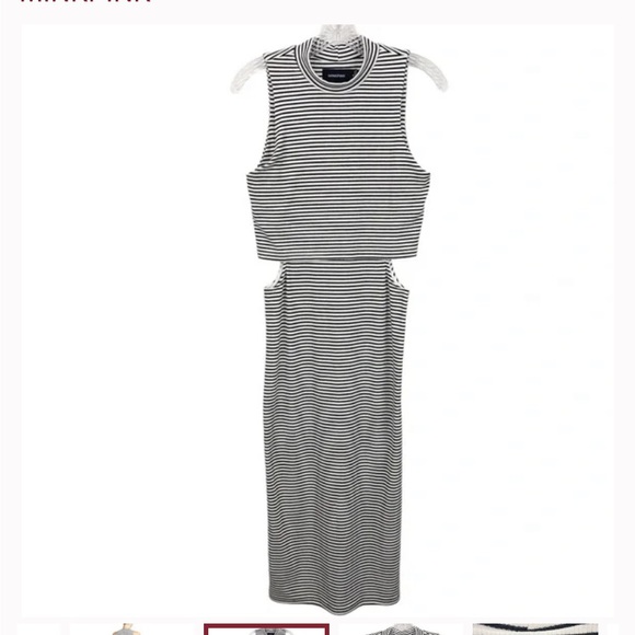 MINKPINK Urban Memories Black White Stripe Cutout Ribbed Bodycon Dress Medium - Picture 5 of 7